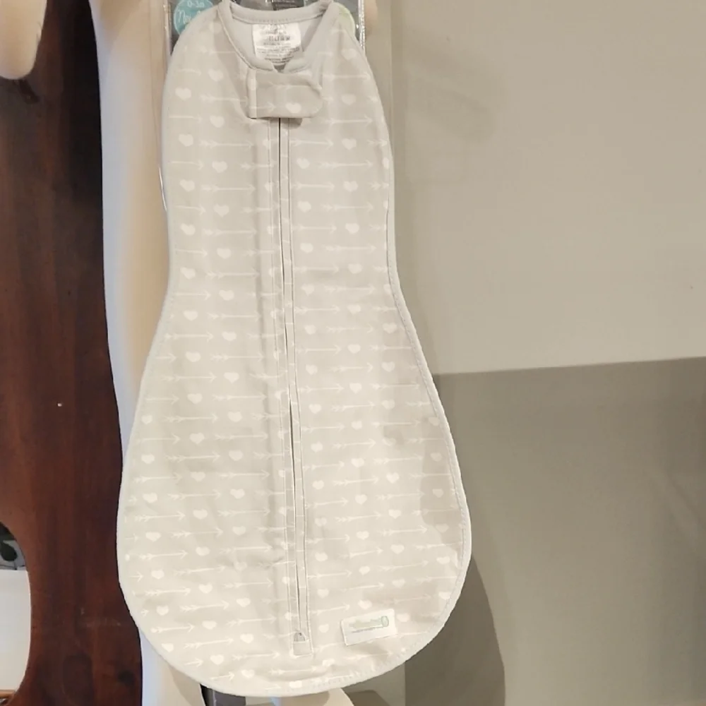 Gray Baby Swaddle with Heart Pattern - Picture 1 of 8